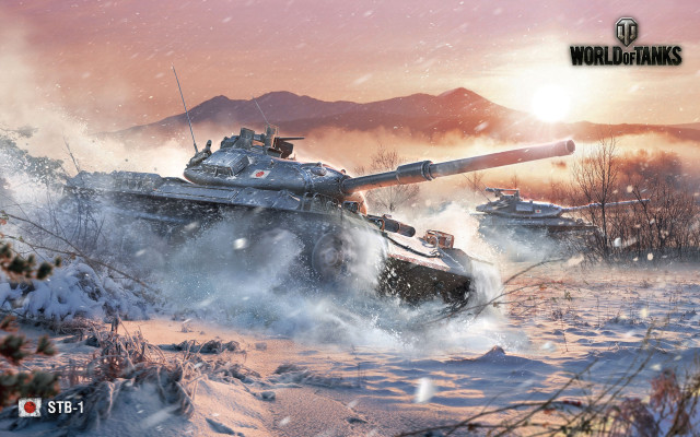 Tanks snow mountains pink sky free wallpaper for desktop - medium preview image