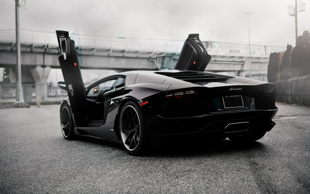 Black sports car open 3d free wallpaper for desktop - medium preview image