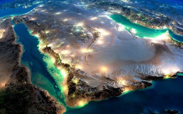 Night lake city landscape glow free wallpaper for desktop - medium preview image