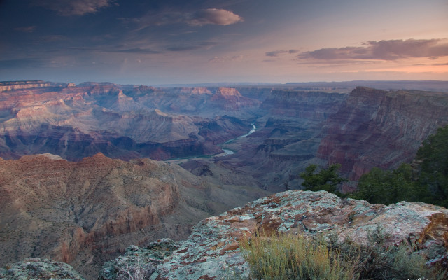 Canyon river sunset mountain clouds free wallpaper for desktop - medium preview image