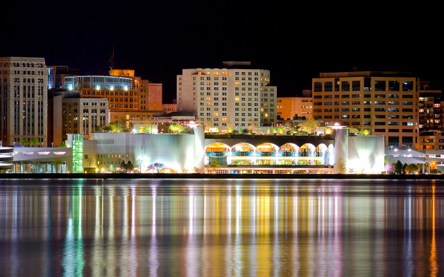 Tokyo cityscape fountain night architecture free wallpaper for desktop - medium preview image
