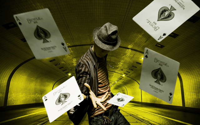 Man hat striped shirt cards free wallpaper for desktop - medium preview image
