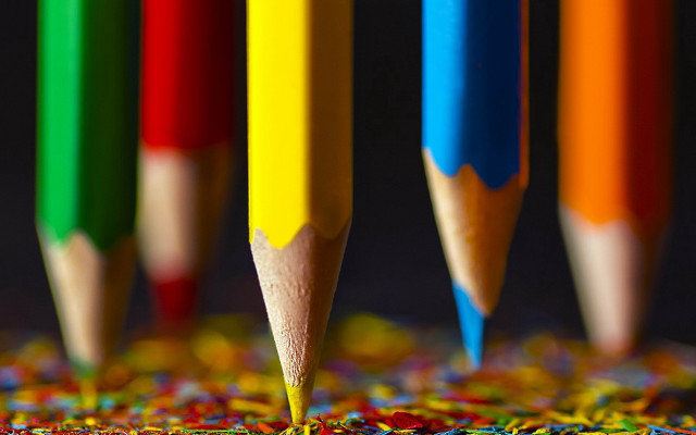 Colored pencils autumn leaves fire free wallpaper for desktop - medium preview image