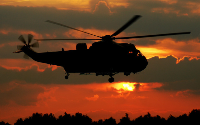 Helicopter sunset clouds bird fire free wallpaper for desktop - medium preview image