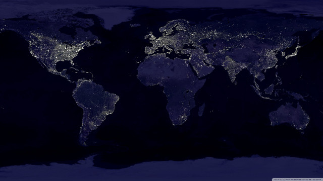 World map night lights countries free wallpaper for desktop - medium preview image