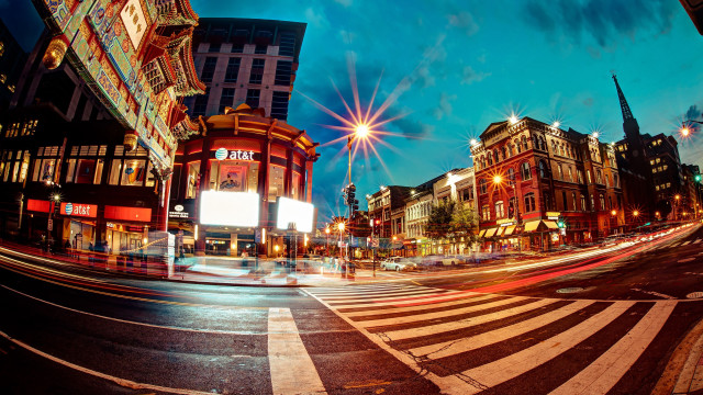 City street night traffic billboard free wallpaper for desktop - medium preview image