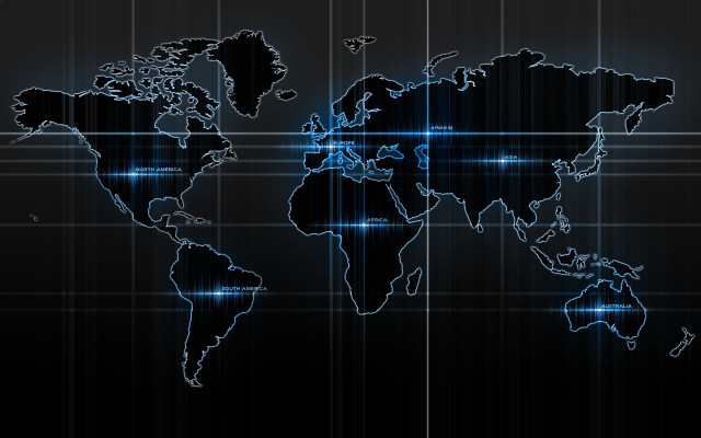 Blue black world map hologram #2 free wallpaper for desktop - medium preview image