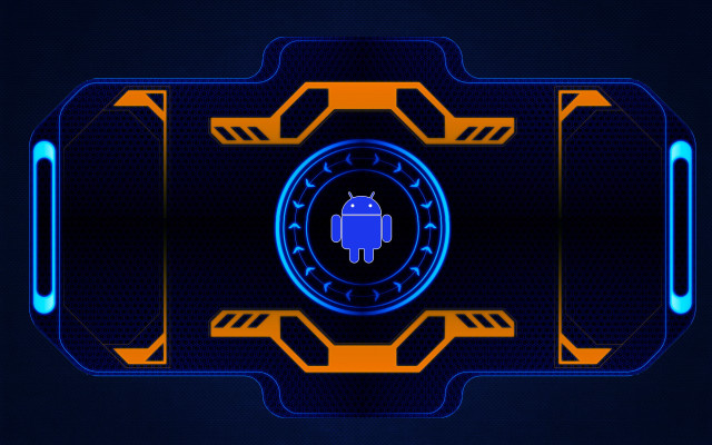 Futuristic android holography blue yellow free wallpaper for desktop - medium preview image