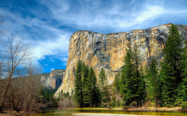 Mountain river trees clouds blue free wallpaper for desktop - medium preview image