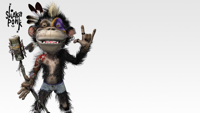 Monkey guitar drum peace sign free wallpaper for desktop - medium preview image