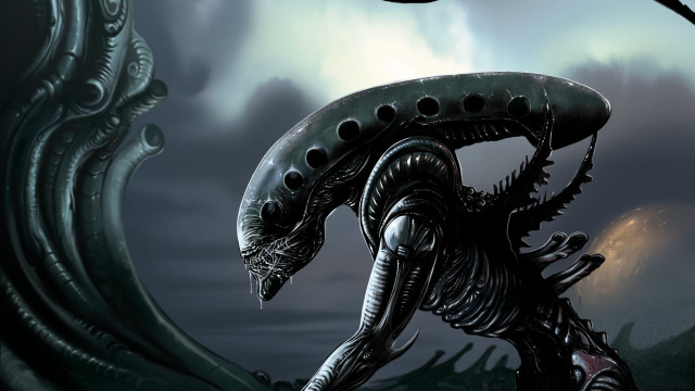 Alien giant head body cloudy free wallpaper for desktop - medium preview image