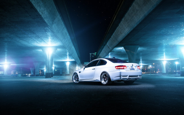 White car bridge night lights #4 free wallpaper for desktop - medium preview image