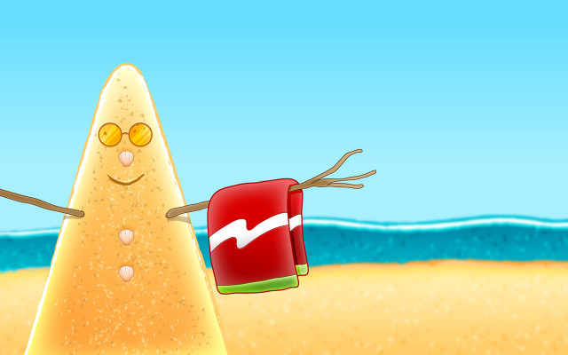 Cartoon beach red bucket towel free wallpaper for desktop - medium preview image