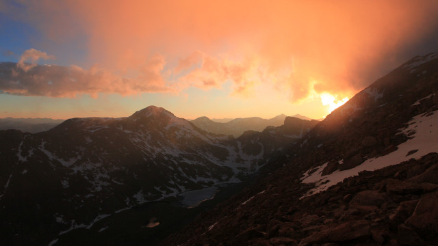 Mountain sunset clouds cityscape ocean free wallpaper for desktop - medium preview image