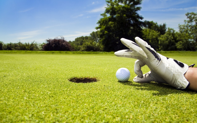 Person laying golf ball glove free wallpaper for desktop - medium preview image