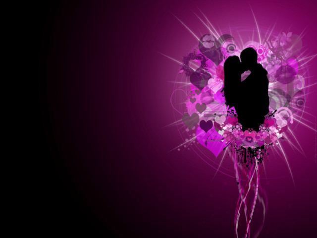 Couple kissing purple background hearts free wallpaper for desktop - medium preview image