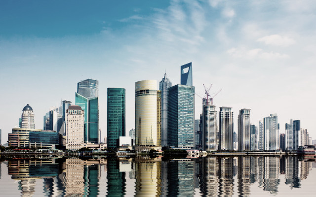 City skyline water architecture bridges free wallpaper for desktop - medium preview image