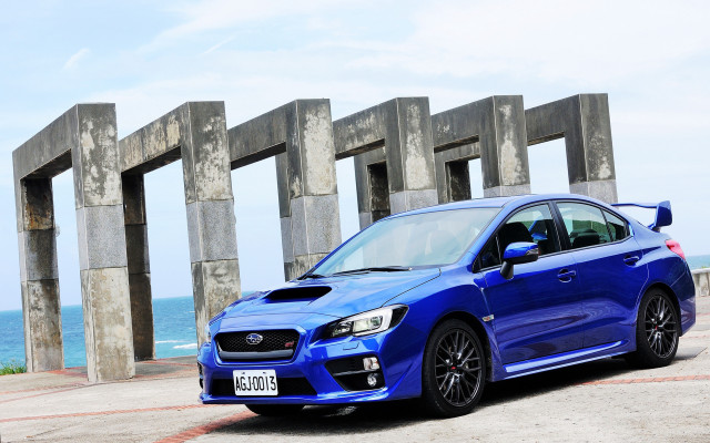 Blue car ocean concrete sky free wallpaper for desktop - medium preview image