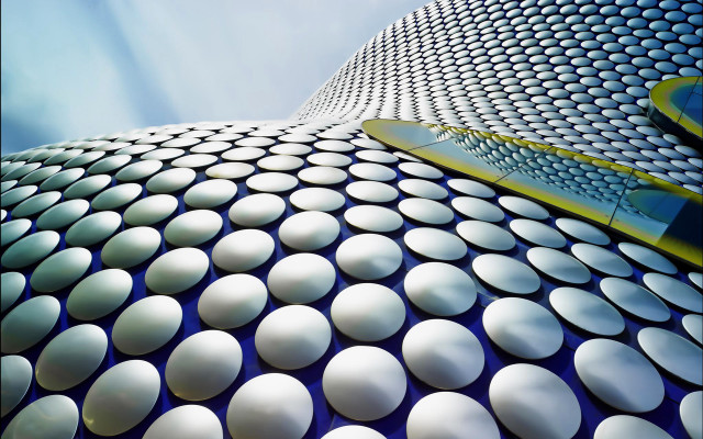 White circles building blue sky free wallpaper for desktop - medium preview image