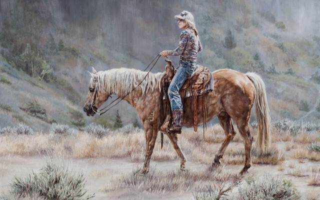 Desert horse riding japanese kimono free wallpaper for desktop - medium preview image