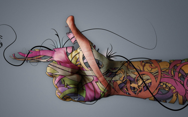 Womans hand tattoo 3d render free wallpaper for desktop - medium preview image