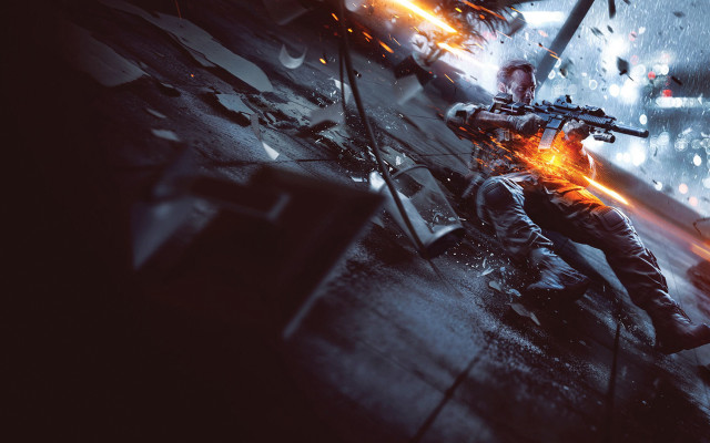 City street night man gun free wallpaper for desktop - medium preview image