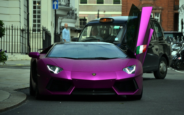Purple lamb car man street free wallpaper for desktop - medium preview image