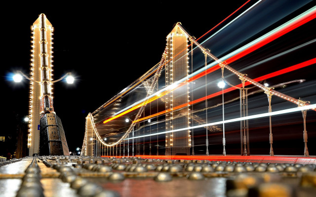 Bridge lights night longexposure cityscape free wallpaper for desktop - medium preview image