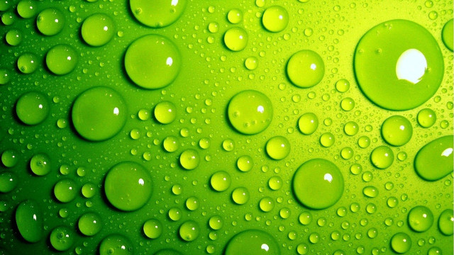 Green background water drops white free wallpaper for desktop - medium preview image