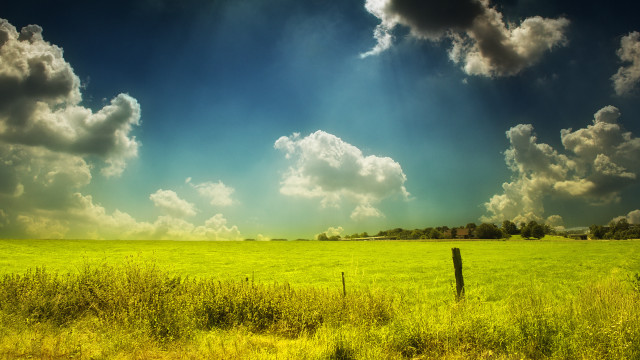 Field fence sky grass hill free wallpaper for desktop - medium preview image