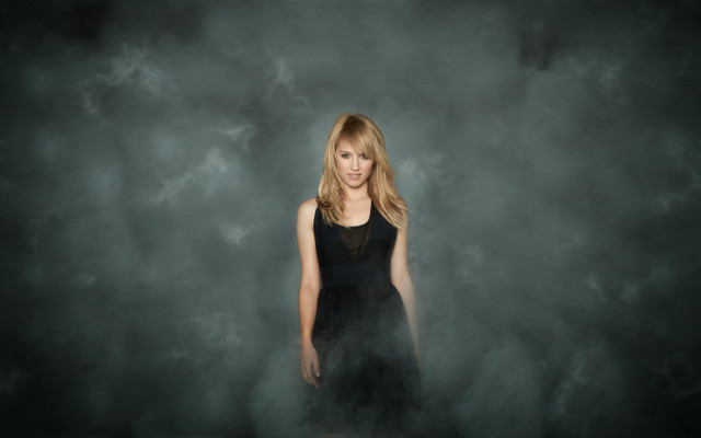 Woman black dress smoke posing free wallpaper for desktop - medium preview image