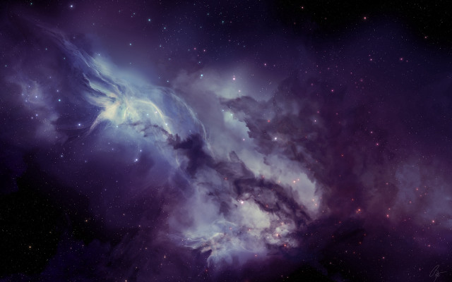 Space colorful stars clouds aurora free wallpaper for desktop - medium preview image
