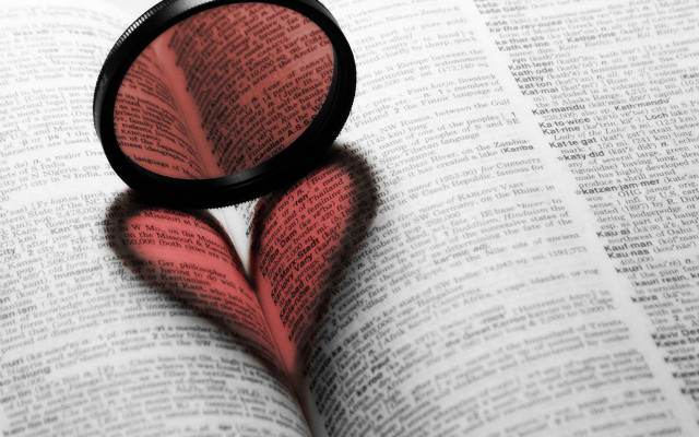 Magnifying glass book heart shadow free wallpaper for desktop - medium preview image
