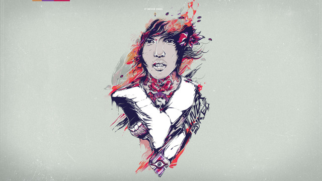 Woman scarf cigarette blood blackhair free wallpaper for desktop - medium preview image