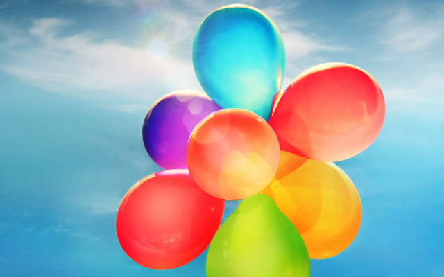 Balloons sunny day blue sky free wallpaper for desktop - medium preview image