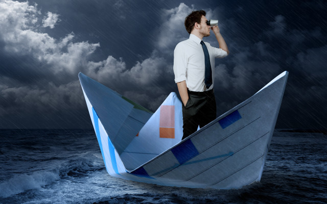 Man boat telescope cloudy stormy free wallpaper for desktop - medium preview image