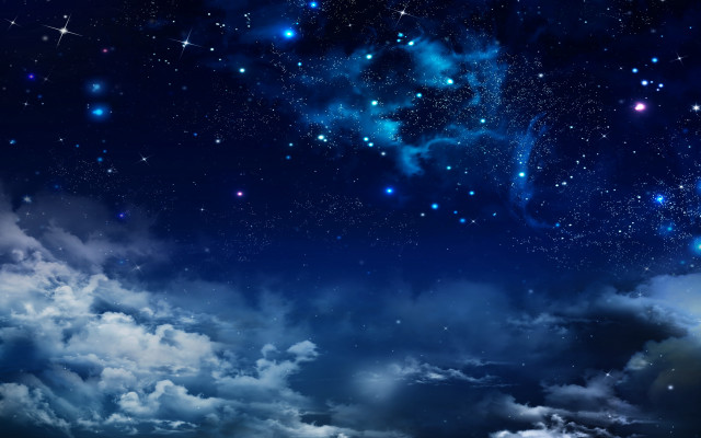 Night sky stars clouds bright free wallpaper for desktop - medium preview image