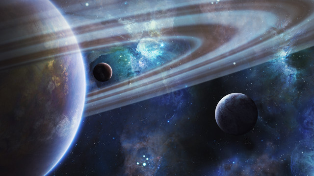 Space planets star sky aurora free wallpaper for desktop - medium preview image