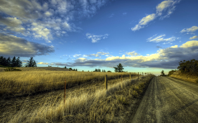 Dirt road fence grass trees free wallpaper for desktop - medium preview image