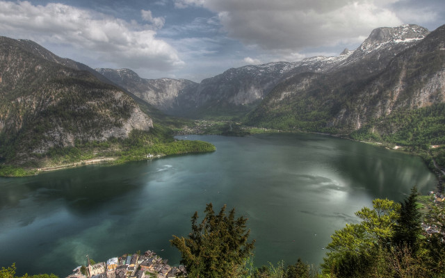 Lake mountains trees cloudy sky #49 free wallpaper for desktop - medium preview image