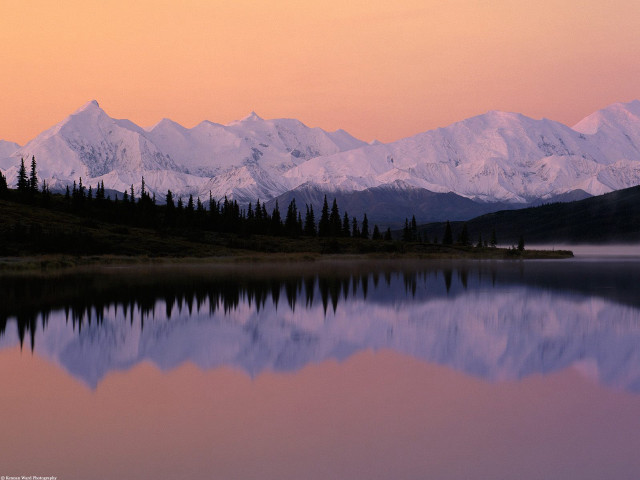 Mountain range reflection sunset pink #5 free wallpaper for desktop - medium preview image