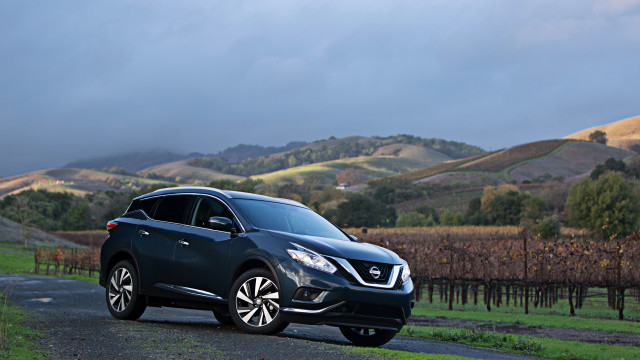 Black car vineyard hill cloudy free wallpaper for desktop - medium preview image