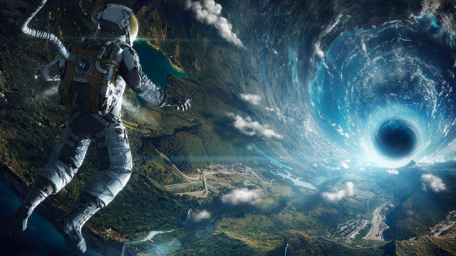 Space suit man black hole free wallpaper for desktop - medium preview image