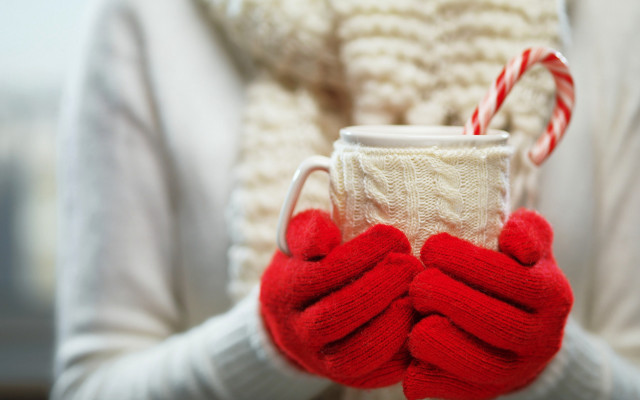 Person holding cup candycane winter free wallpaper for desktop - medium preview image