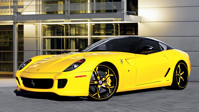 Yellow sports car glass building #2 free wallpaper for desktop - medium preview image