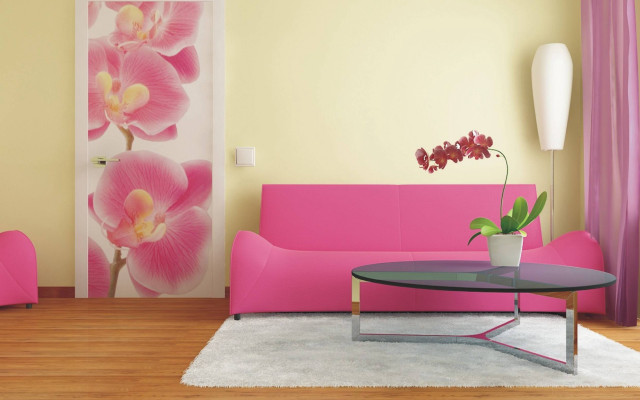 Living room pink couch flower free wallpaper for desktop - medium preview image