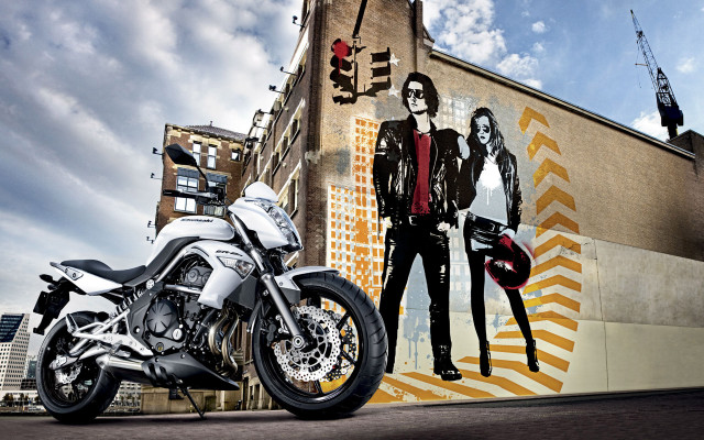 Motorcycle mural outdoors cloudy sky free wallpaper for desktop - medium preview image