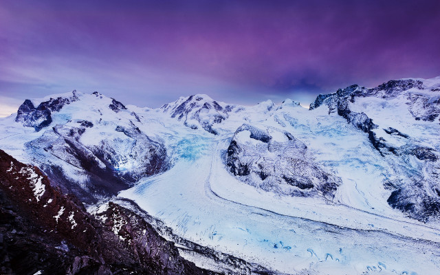 Snowy mountain range purple sky free wallpaper for desktop - medium preview image