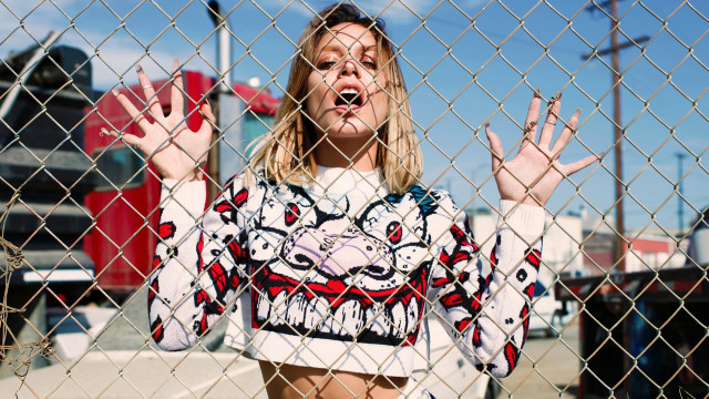 Fence woman hands up obscured free wallpaper for desktop - medium preview image