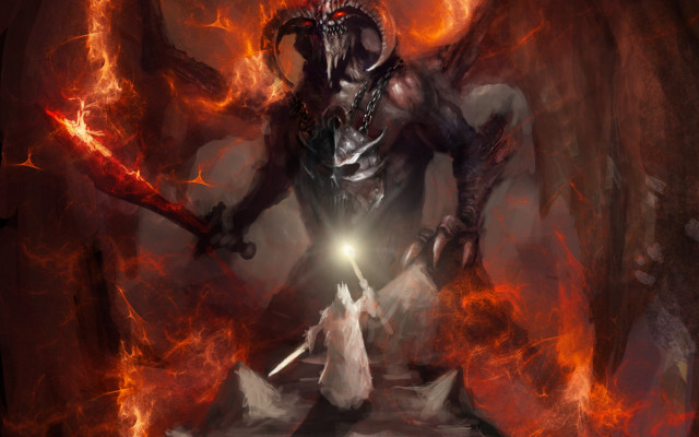 Demonic demon sword flames fire free wallpaper for desktop - medium preview image